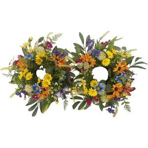 Spring Summer Floral Candle Rings Wreaths Table Centerpiece Daisy Sunflower Deco